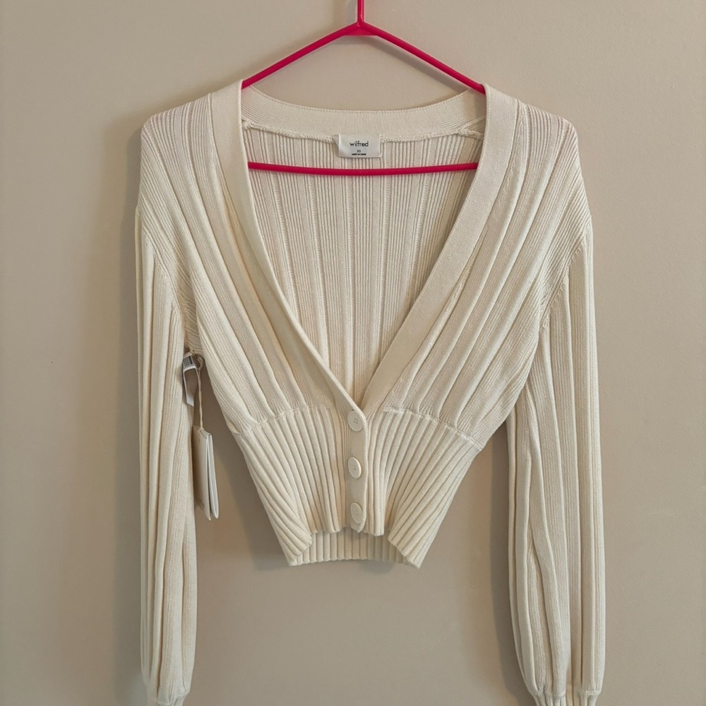 Cream Ribbed Cardigan